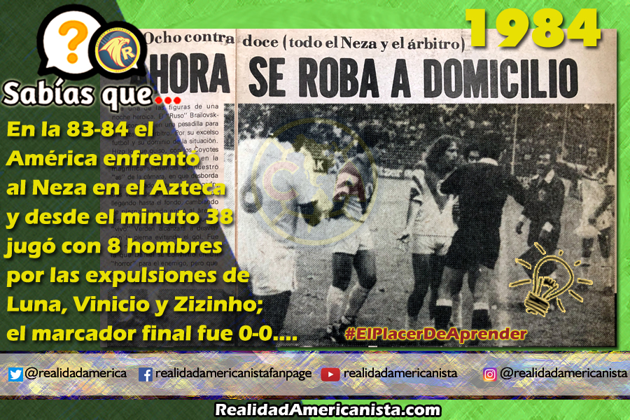 171 redes realidad americanista club america vs neza 3 expulsiones 1984